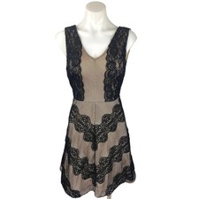 Miami Francesca's Collection Black Tan Lace Mesh Sleeveless A Line Mini Dress S