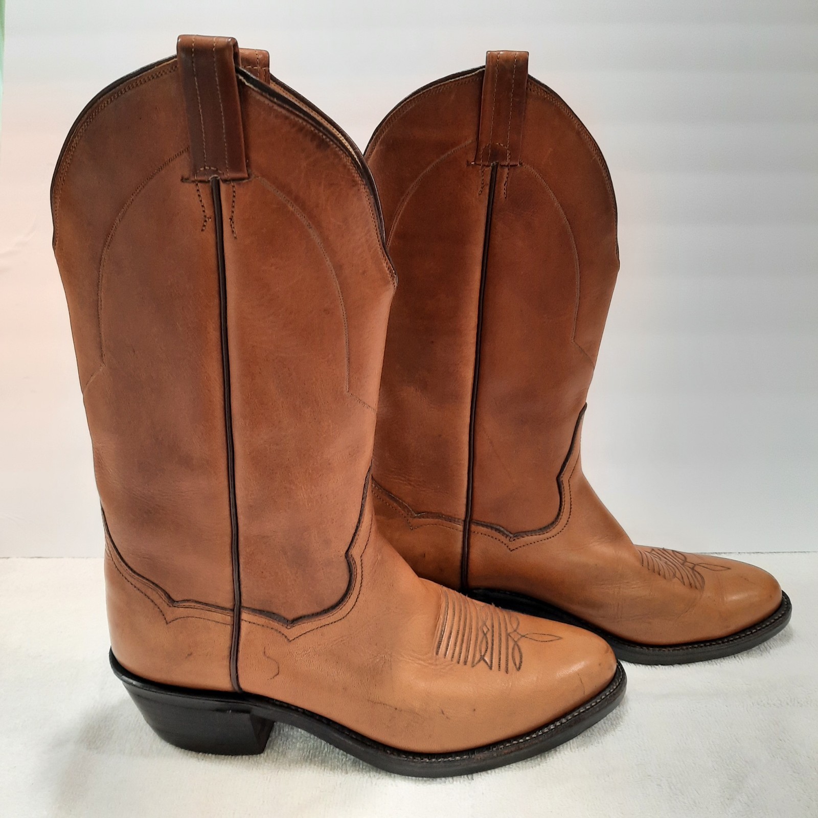 VTG Panhandle Slim Western All Leather Cowboy Boots by Sanders Brown Men's 11.5D