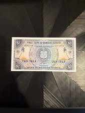 Bank of Western Samoa P-17C UNC 2 Tala 1967 Rare Original No Prefix Lua Tala