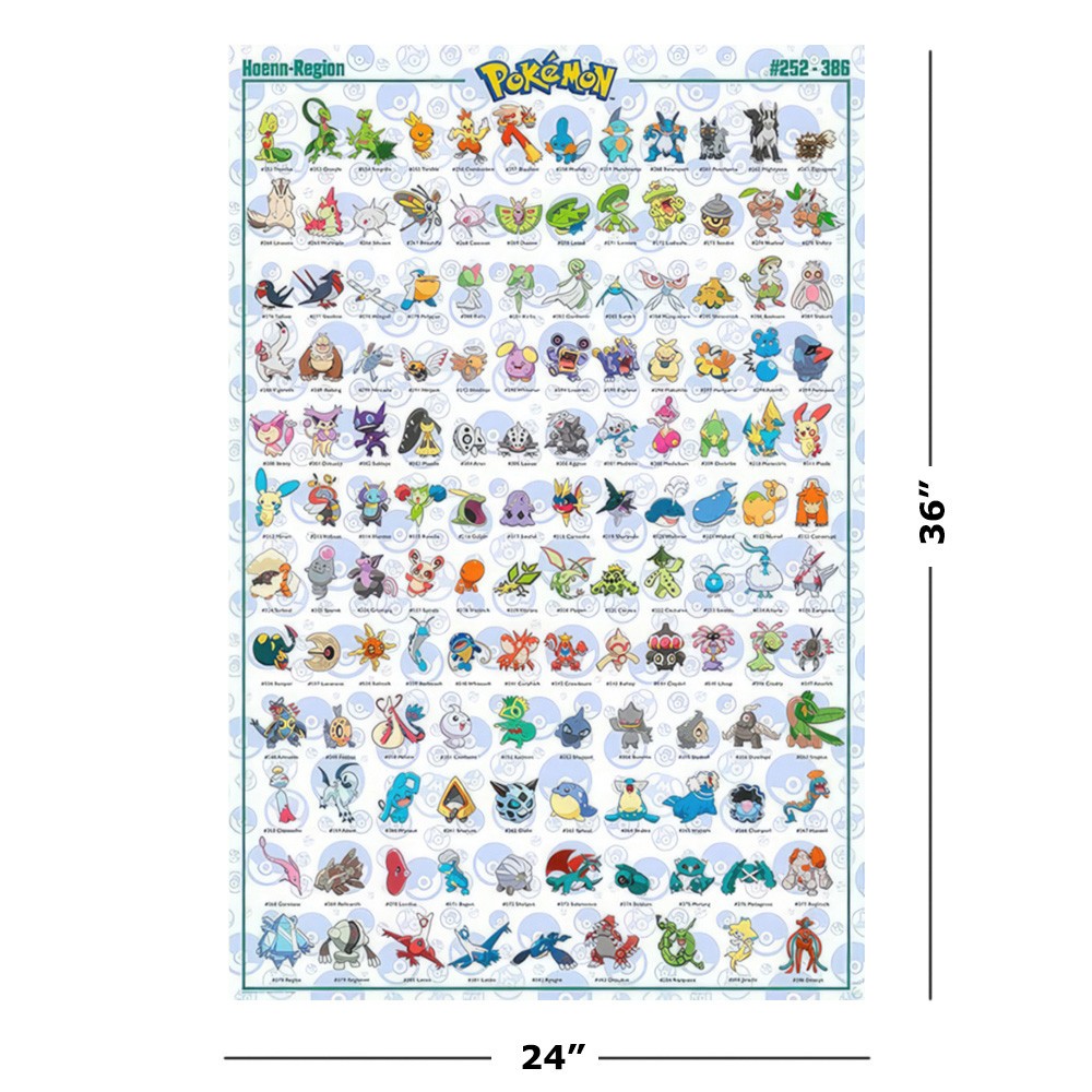Pokemon - TV Show Gaming Poster (Hoenn-Region - Pokemons #252-386