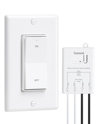 Wireless Light Switch and Receiver Kit, Decorator Rocker Wall Switch, 200FT L...
