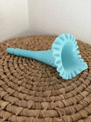 Vintage Fenton Turquoise Epergne Diamond Lace Hobnail Horn Replacement