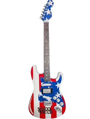 SCHOOL OF ROCK Fender Strat Engraved 1:4 Maßstab Replika Miniaturgitarre