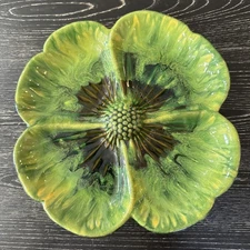 Blue Mountain (?) Pottery 4-Section Flower Shaped Platter, Glossy Drip Glaze LN