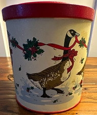 Potpourri Press ChristmasGoose Theme Canister Jar w/ Red Lid, Made in USA