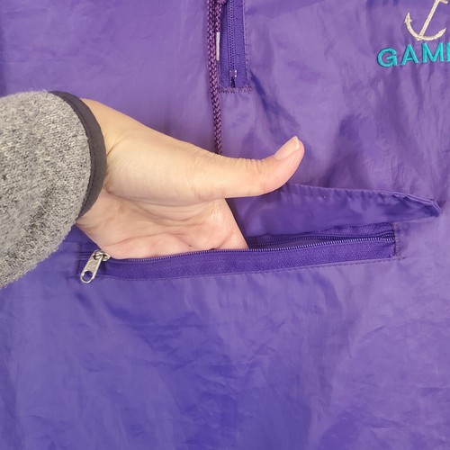 Vtg DELTA GAMMA Purple Windbreaker 1/4 Zip Pullover Sz L XL Oversized Sorority - Picture 5 of 11