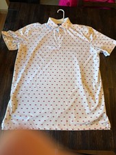 Donald Ross Men's Polo Sport Fit White American flags Large