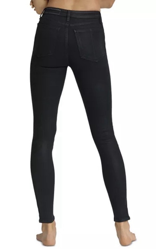 Nina High Rise Skinny Jeans in Coated Black size 27