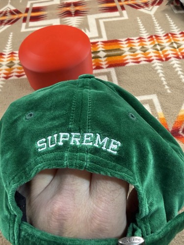 SUPREME Velvet S Logo Camp Cap Green Hat Adjustable Strapback F/W 2018 USA Made! - Picture 10 of 15