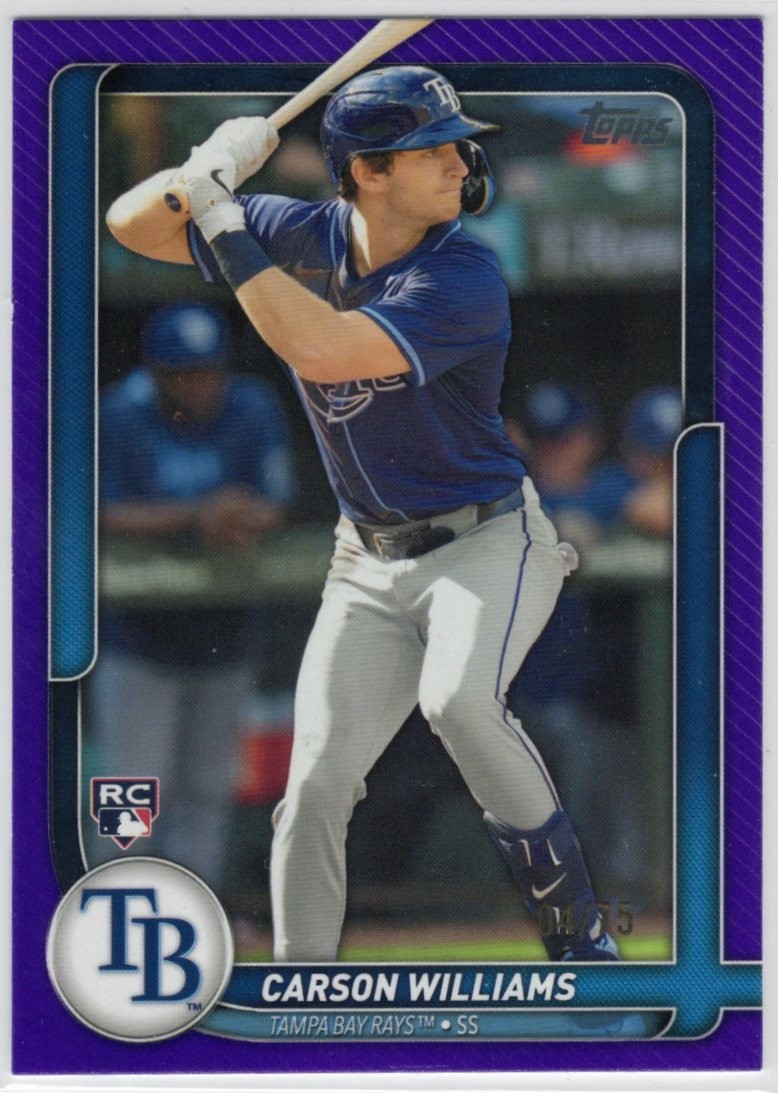 2026 Topps Flagship Carson Williams #53 RC Rookie Purple 04/75 Tampa Bay Rays