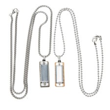 Mini Harmonica Necklace - Adorable 39x1cmx3pcs, Silverx3pcs