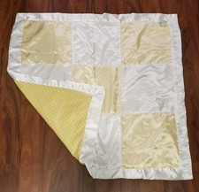 Angel Dear Baby Blanket Yellow Dot Stars White Satin Trim Squares 2004 FUNBATH