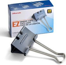 EZ Binder Clips, Large Size, 12/Box, Gray (99...