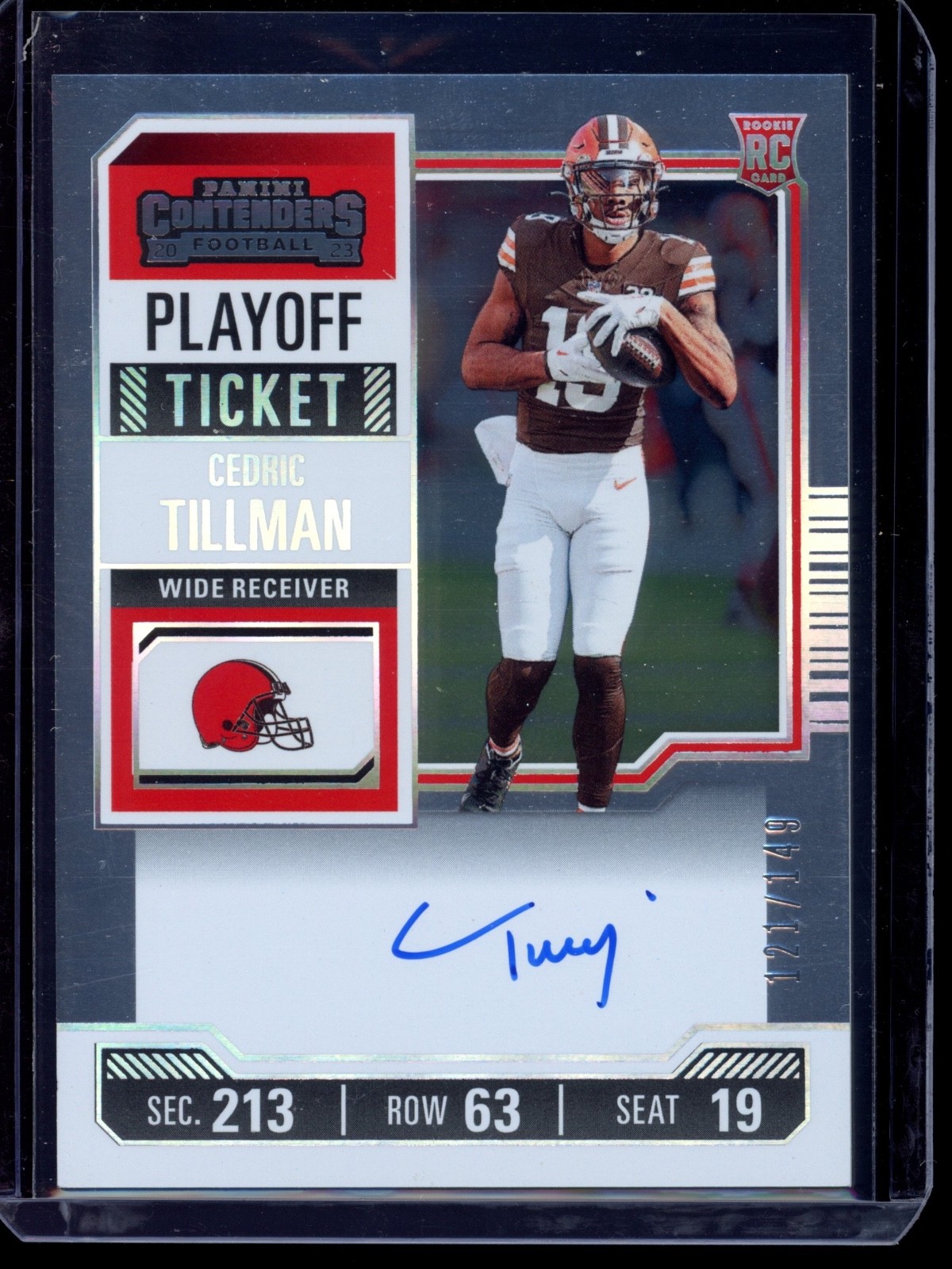 2023 Panini Contenders #104 Cedric Tillman RC Rookie Playoff Ticket Auto /149