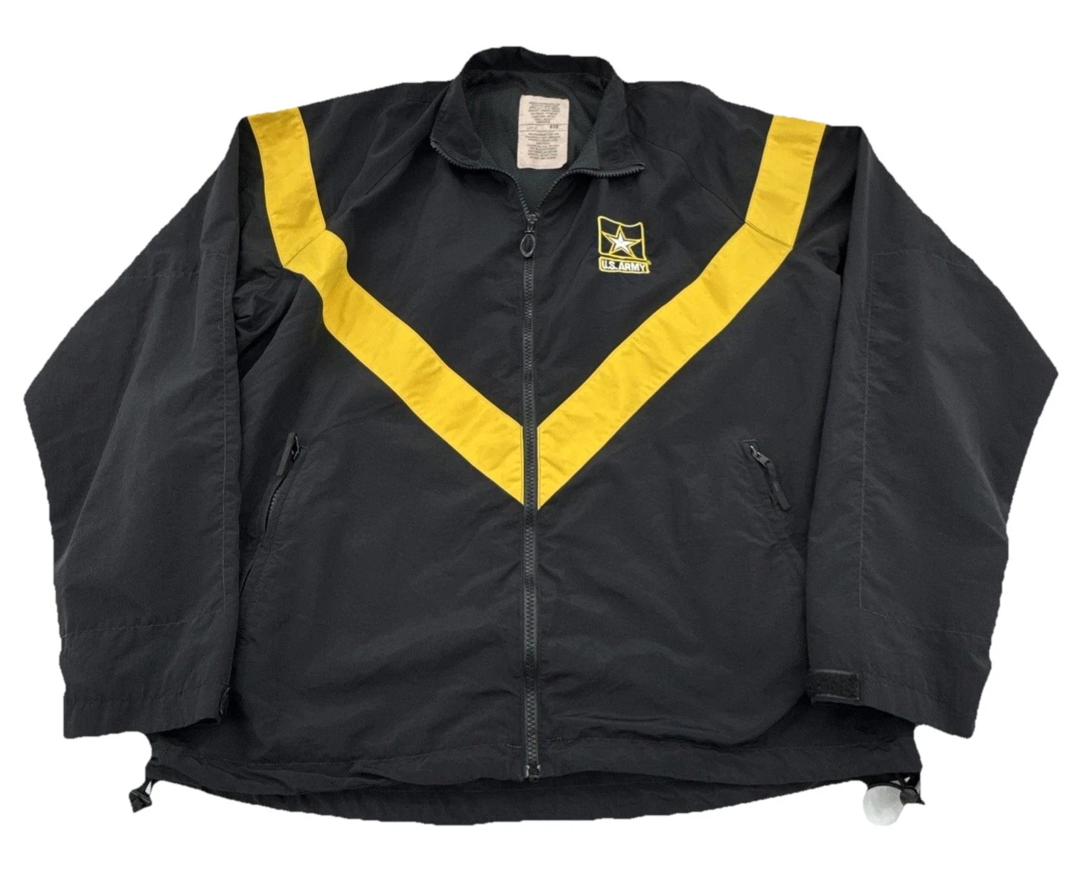 US Army APFU Jacket Unisex Medium Regular Black Yellow Full Zip Physical Fitness
