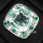 PRECIOUS MINT BLUE AQUAMARINE 5.80CT 925 STERLING SILVER WHITE GOLD HALO RINGS