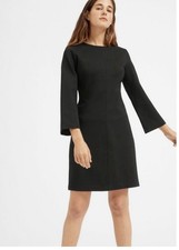 Everlane Black Ponte Shift Mini Dress 3/4 Bell Sleeve Size 6 Mod Minimalist Chic