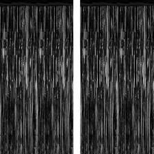 2 Pack Black Foil Curtain Backdrop Birthday Party Decorations