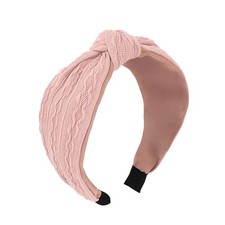 Top Knot Headband for Women Pink Fabric Non Slip Fashion Wide Knotted Headban...