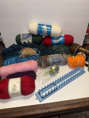 Yarn Lot Bundle Mixed Skeins Knitting Crochet Loom Craft Supplies AS IS