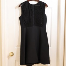 Christian Dior black dress with sheer bodice wool silk blend skirt US 8 / L