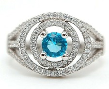 2CT Blue Topaz  Topaz 925 Solid Sterling Silver Ring Jewelry Sz 7 MK1-7