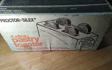 Vintage Proctor-Silex Chrome 4 Slice Pastry Toaster New in Original Box 