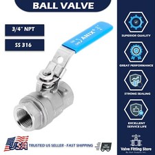 3/4" Inch Ball Valve Female NPT Stainless Steel 316 FULL PORT WOG 1000 Lockable