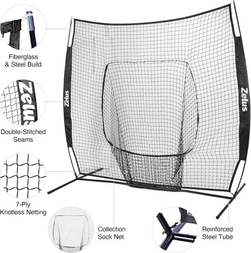 7x7 Portable Baseball and Softball Net with Tee Kit - Ultimate Training Aid - Picture 5 of 12