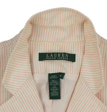 Women's 4 Ralph Lauren Light Pink Striped Linen Blazer Jacket