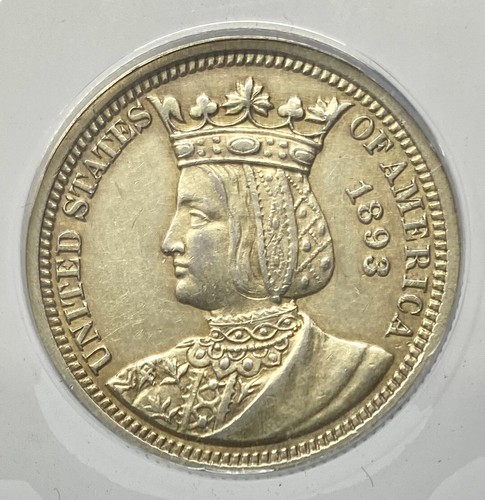 1893 Isabella Quarter Dollar ANACS AU55 CLEANED - Picture 3 of 4