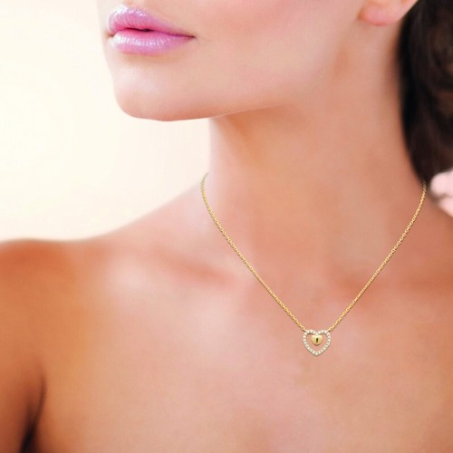 Collier Coeur En Zirconium Oxydé, Chaîne 45cm Plaqué Or 18K - Garantie 10 Ans - Neuf Avec étiquette