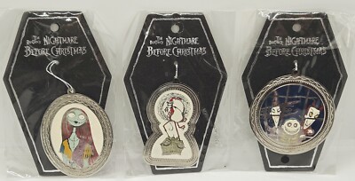 NIGHTMARE BEFORE CHRISTMAS 3 METAL ORNAMENTS Disney Touchstone JACK SKELLINGTON 