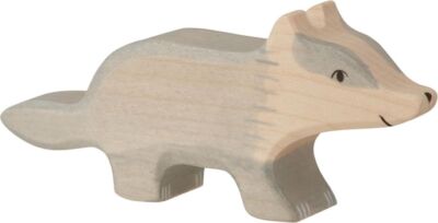 DACHS von Holztiger Holztier Waldtier Holzdachs Wildtier Spielfigur Tier NEU