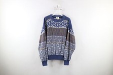 Vintage 90s Streetwear Mens Medium Fair Isle Nordic Knit Crewneck Sweater USA
