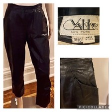Vintage ladies black leather Capris pants