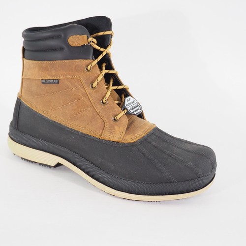 Mens Skechers Robards 77065 Balck Tan Duck Rain Waterproof Slip Resistant Boots - Picture 2 of 7