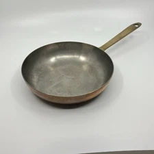Vintage  Paul Revere 1801 Copper Stainless Steel  Fry Pan 10.5"  Brass Handle