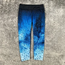Pelagic Fishing Leggings Womens Large Blue Geometric Oceanflex Active Capri Logo