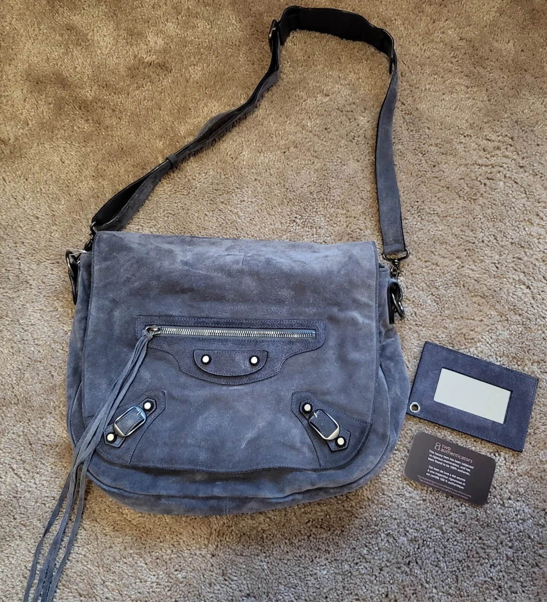 medlem tryllekunstner krone Balenciaga Motocross Classic Suede Women&#039;s Neo Folk Messenger Bag  Grey-Mint | eBay