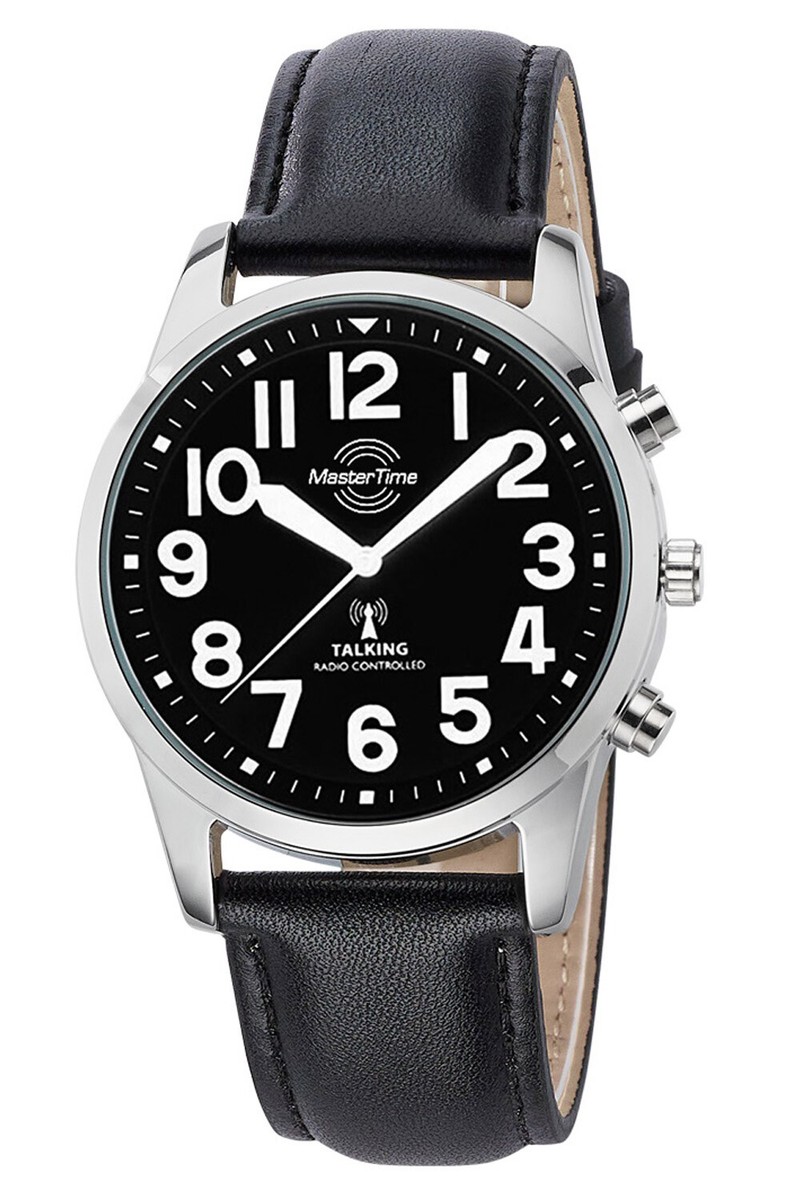 MASTER TIME Sprechende Herren-Funkuhr mit Lederband MTGA-10868-22L