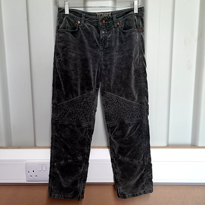 Closed Damen Jeans Grau Größe UK 10 Taille 28 Zoll Samt Cropped Biker Grunge Goth