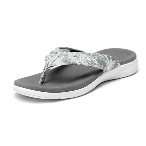 Women Arch Support Flip Flops Thong Sandals Walking Beach Sandals DARK GREY - Picture 1 of 6