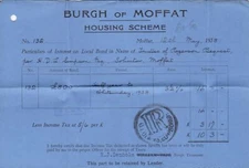 Burgh of Moffat Housing Scheme 1938 Interest on Local Bond IR Cancel Slip  41228
