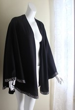 Seven7 Designer 3x 2x Fab Silky Poncho Black Grommet Gunmetal Lagenlook Jacket
