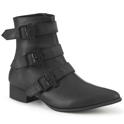 Black Steampunk Pointy Toe Buckle Coffins Vampire Costume Wedding Shoes Boots