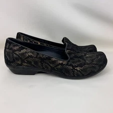 Dansko Olivia Snake Pattern Loafers Black Gold Women’s Size 8 / EUR Size 38