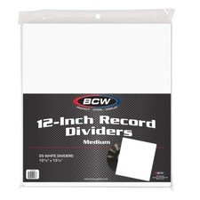 25 Pack BCW 12" Record Dividers Medium White Plastic Archival LP Vinyl Storage