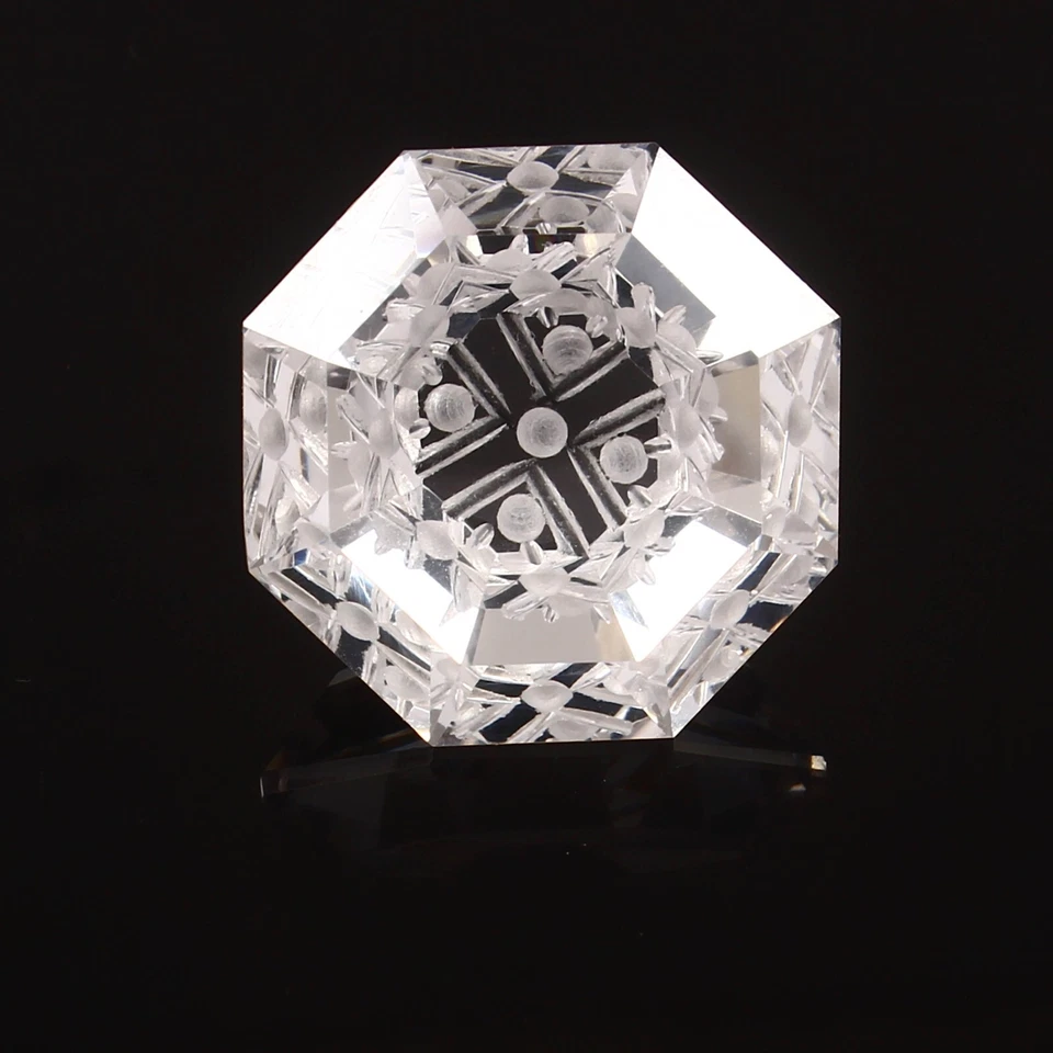 Zafiro blanco natural de Ceilán 24 mm octágono tallado piedra preciosa suelta 62,90 quilates Foto 3 de 4