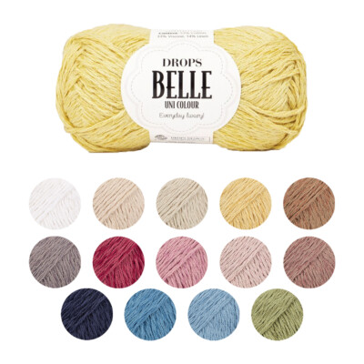 DROPS Belle DK Garn Wolle Leinen Baumwolle doppelt stricken häkeln 50g alle Farbtöne
